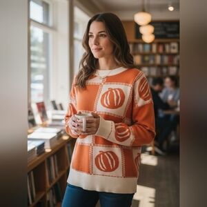 Cozy Pumpkin Sweater Boutique Fall Halloween Thanksgiving